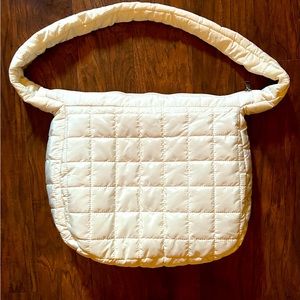 Cream puffer crossbody purse